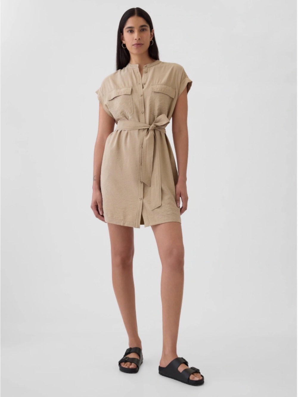 GAP Taupe Utility Shirt Jacket with Belt